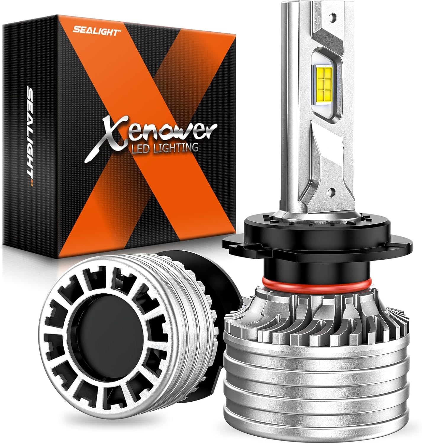 SEALIGHT X4I Super Bright 55000LM H7 Fog Bulbs with Adjustable Lock Ring, Cooling Fan, Plug and Play - Pack of 2