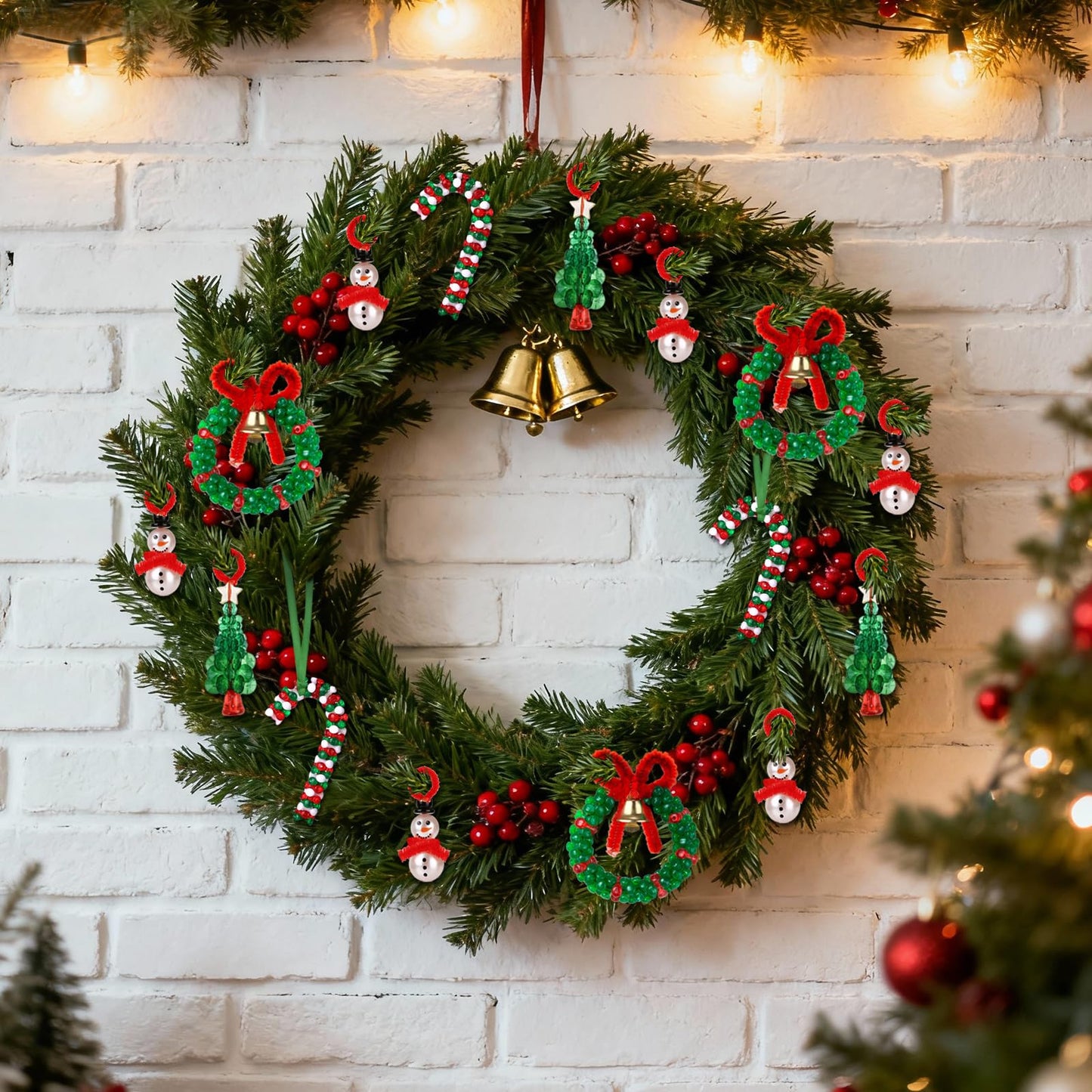 LIHAO 40PCS Christmas Crafts for Teens Boys Girls Adults, Beaded Ornament Kits to Make 10PCS Snowman/10PCS Tree/10PCS Wreath/10PCS Candy Cane Holiday Tree Decorations Craft Supplies(Assembly Needed)
