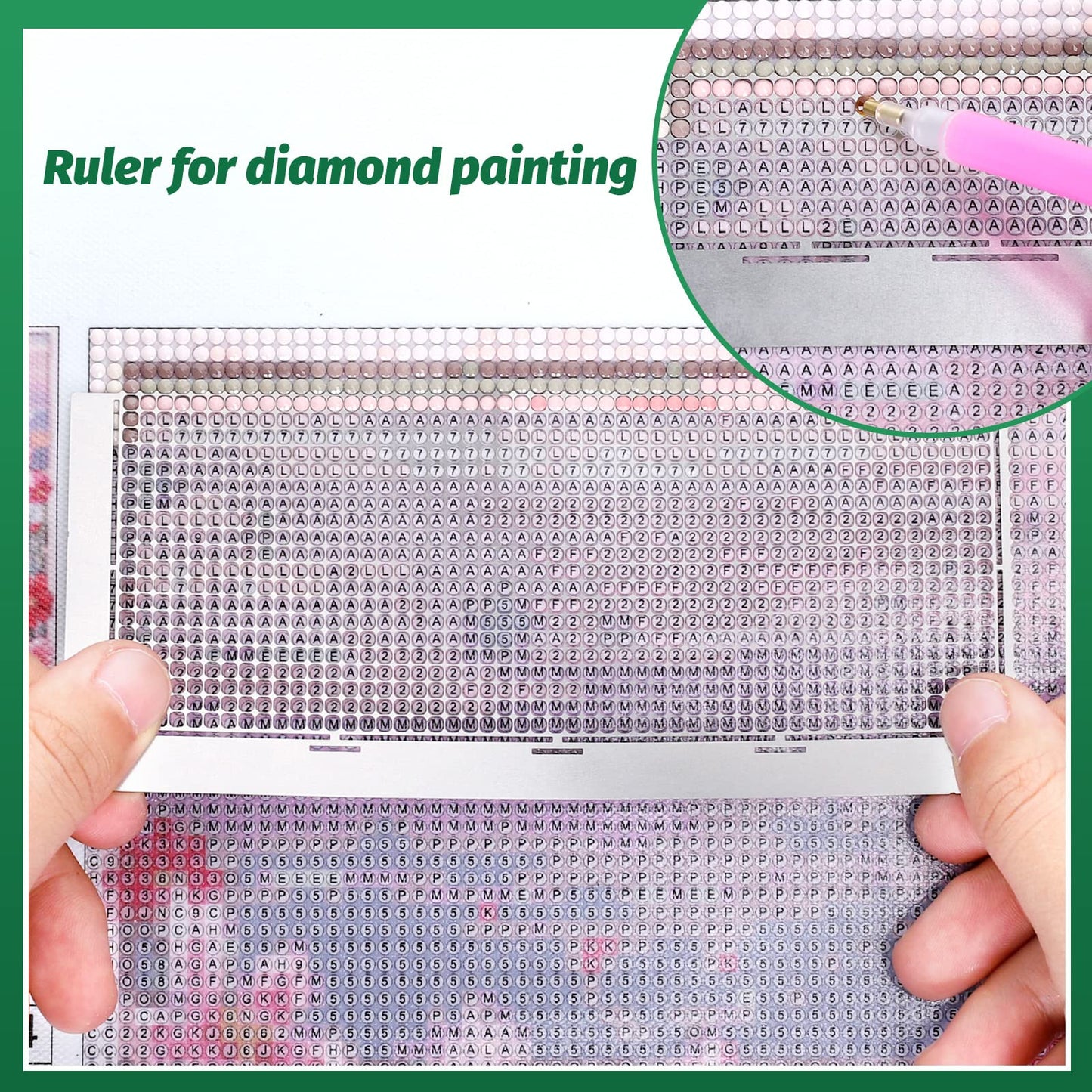 Whaline 3Pcs Stainless Diamond Pasted Drawing Ruler Steel 5D Drawing Mesh Ruler with Fix Tools 240 520 1020 Blank Grids for Full Drill or Partial Drills DIY Art Crafts Diamond Painting Kits