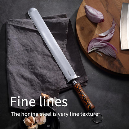 KINTIF Honing Steel 12 inch Flat Honing Rod Heavy-Duty Sharpening Steel, Fine Cut, High hardness, Ideal For Butcher Knives and Chef Knives, Knife Sharpeners