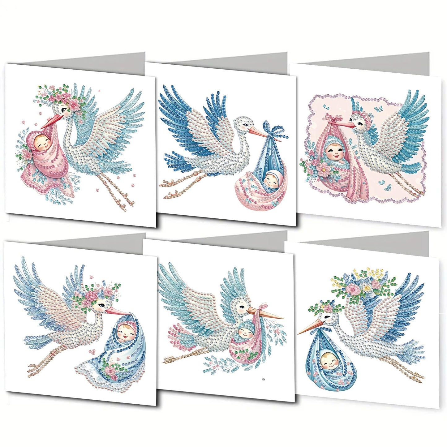 DDGYP 6 Packs Diamond Art Painting Greeting Cards, 5D DIY Diamond Art Cards with Envelopes, Adult DIY Diamond Art Kits, Handmade Greeting Card Set for New Family Celebrations & Gift Giving