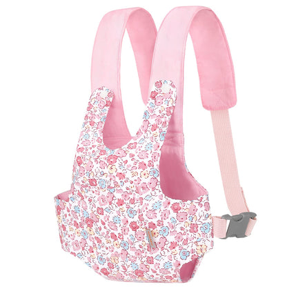 GAGAKU Baby Doll Carrier Stuffed Animal Carrier for Girls Doll Accessory Adjustable Straps for 12 to 20 inch Reborn Baby Dolls - Pink Flowers