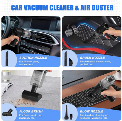 Handheld Vacuum Cordless, Mini Car Vacuum with LED, Electric Air Duster & Vacuum Cleaner 2 in 1