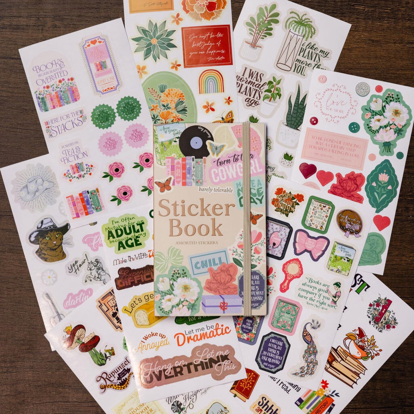 Steel Mill & Co Assorted Sticker Book, 35 Sheets with Hundreds of Paper Stickers, Aesthetic Icons, Bookish Quotes & Illustrations, Planner & Journal Stickers with Elastic Closure (Volume 1)