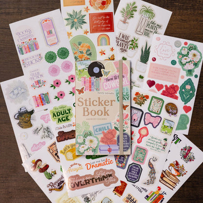 Steel Mill & Co Assorted Sticker Book, 35 Sheets with Hundreds of Paper Stickers, Aesthetic Icons, Bookish Quotes & Illustrations, Planner & Journal Stickers with Elastic Closure (Volume 1)