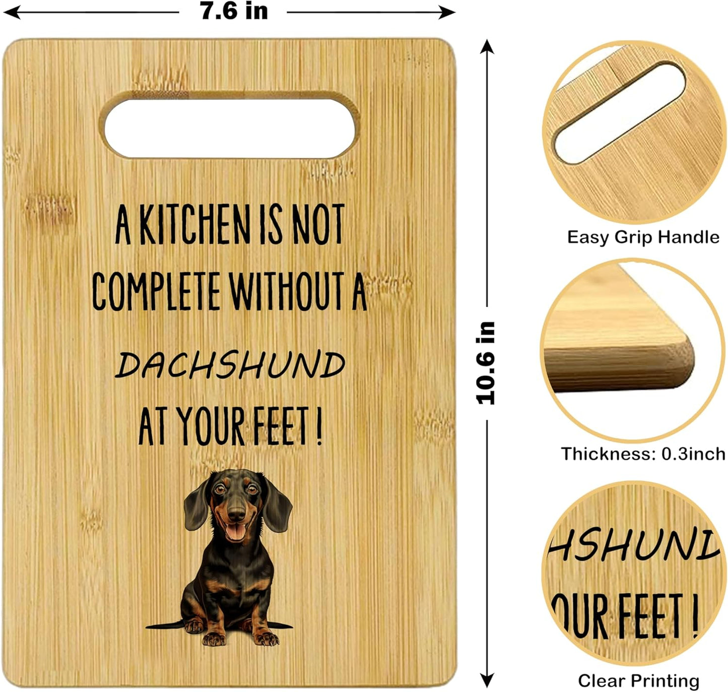 Dachshund Cutting Board, Bamboo Kitchen Decor, Gifts for Women - A Kitchen is not Complete without a Dachshund