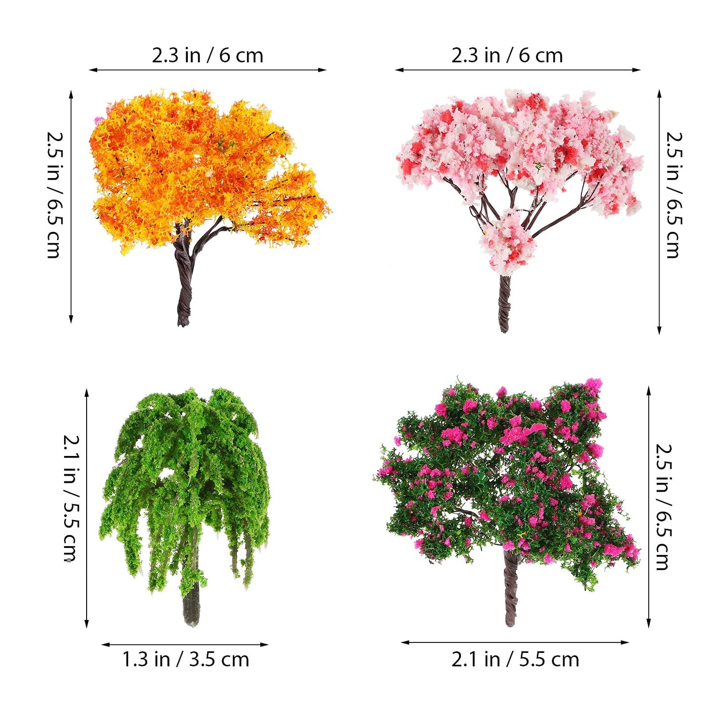 LIOOBO 12pcs Miniature Trees for Crafts Fairy Garden Accessories Mini Mixed Model Trees Dollhouse Decor Terrarium Plant for DIY Micro Landscape Train Scenery Architecture Diorama Supplies 2.1-2.5Inch