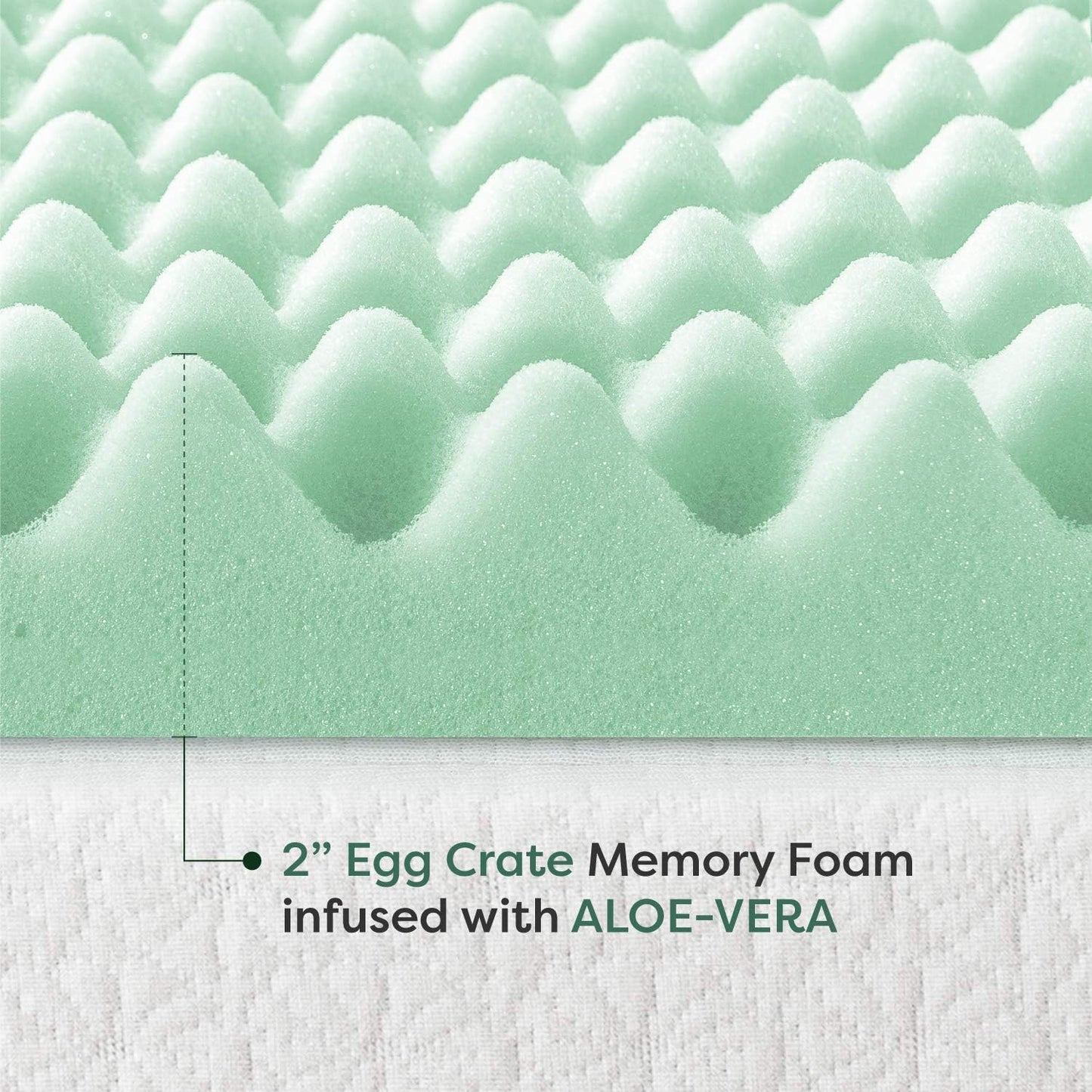 Best Price Mattress 2 Inch Egg Crate Memory Foam Topper with Aloe Infusion, CertiPUR-US Certified, Twin XL, Green