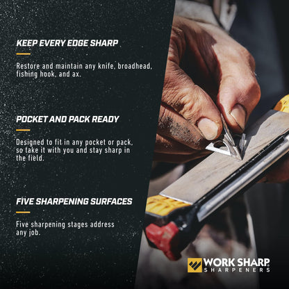 Work Sharp Guided Field Sharpener, Compact Travel Knife Sharpener Tool