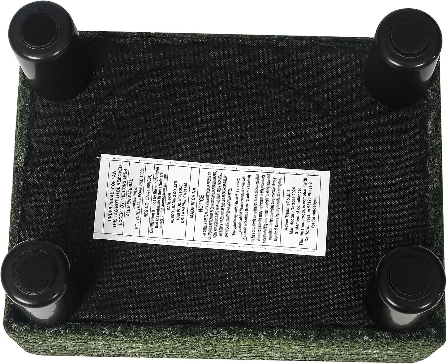 15" Adeco Flannel Small Footstool Ottoman for Footrest, Modern Velvet Rectangle Step Stool Extra Seating with Non-Skid