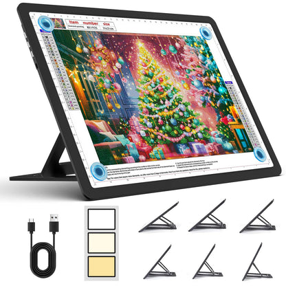 Heanolier Rechargeable A4 Light Board with Stand, 7100Lux Super Bright Magnetic Light Pad with Side Buttons, Wireless Light Box for Tracing, LED Light Table for Diamond Painting,Sketching,Drawing