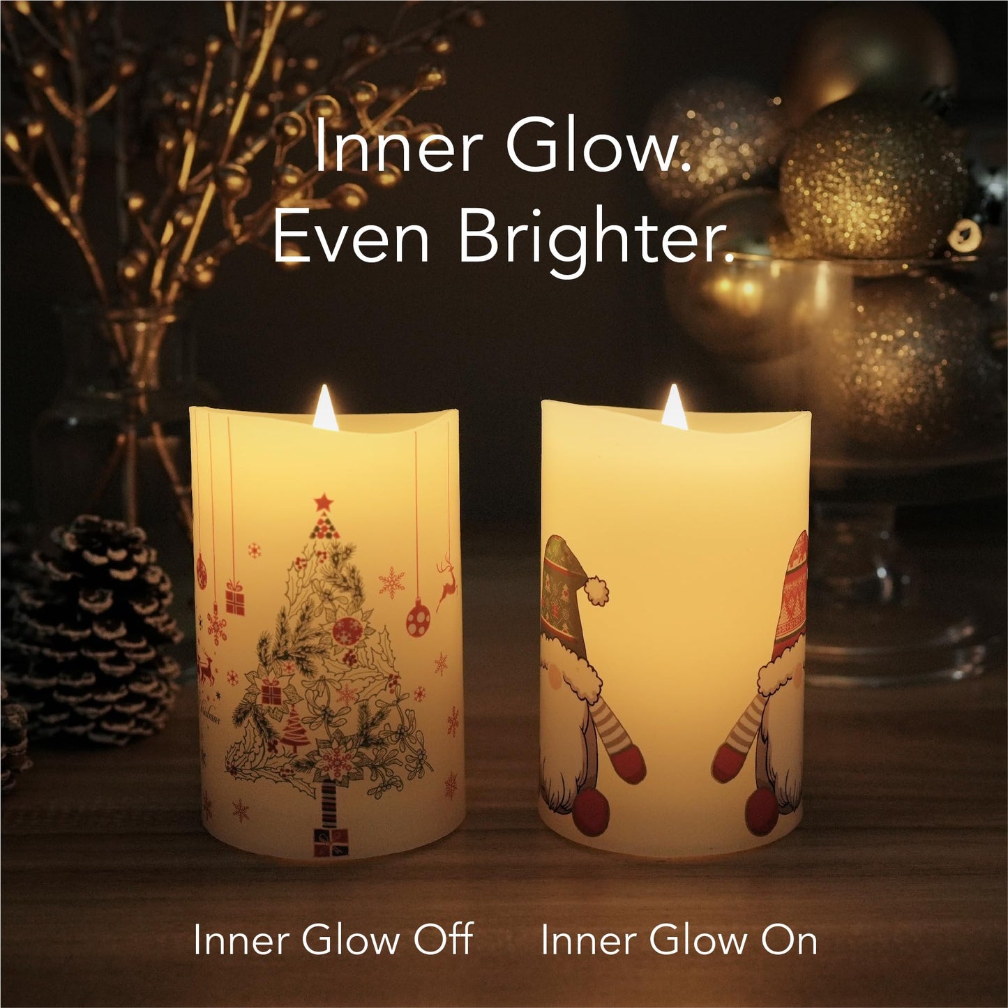 Softflame Christmas Flameless Candles with Remote Control, 3"x 5"Battery Operated Flickering 3D Wick Real Wax Pillar Santa Claus Candle
