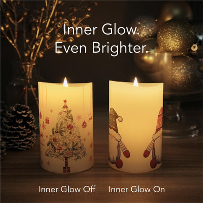 Softflame Christmas Flameless Candles with Remote Control, 3"x 5"Battery Operated Flickering 3D Wick Real Wax Pillar Santa Claus Candle