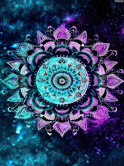 IPISSOI Christmas Mandala Blue and Purple Flowers 5D Diamond Painting Kits for Adults Diamonds Art DIY Full Circle Crystal Kit Beginner Wall Decor 12x16 inch for New Year, Valentine's Day Gifts