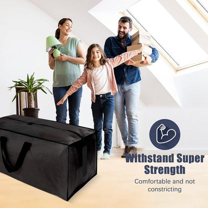 HOMESURE Large Water-Resistant Moving Bags - 12 Pack Heavy-Duty Storage Totes with Zippers & Handles | Black