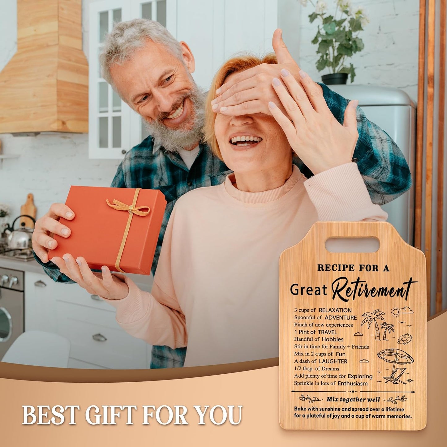 Unique Recipe Retirement Cutting Board for Women, Retirement Gift for Men, Happy Retirement Gift for Teacher Mom Friends
