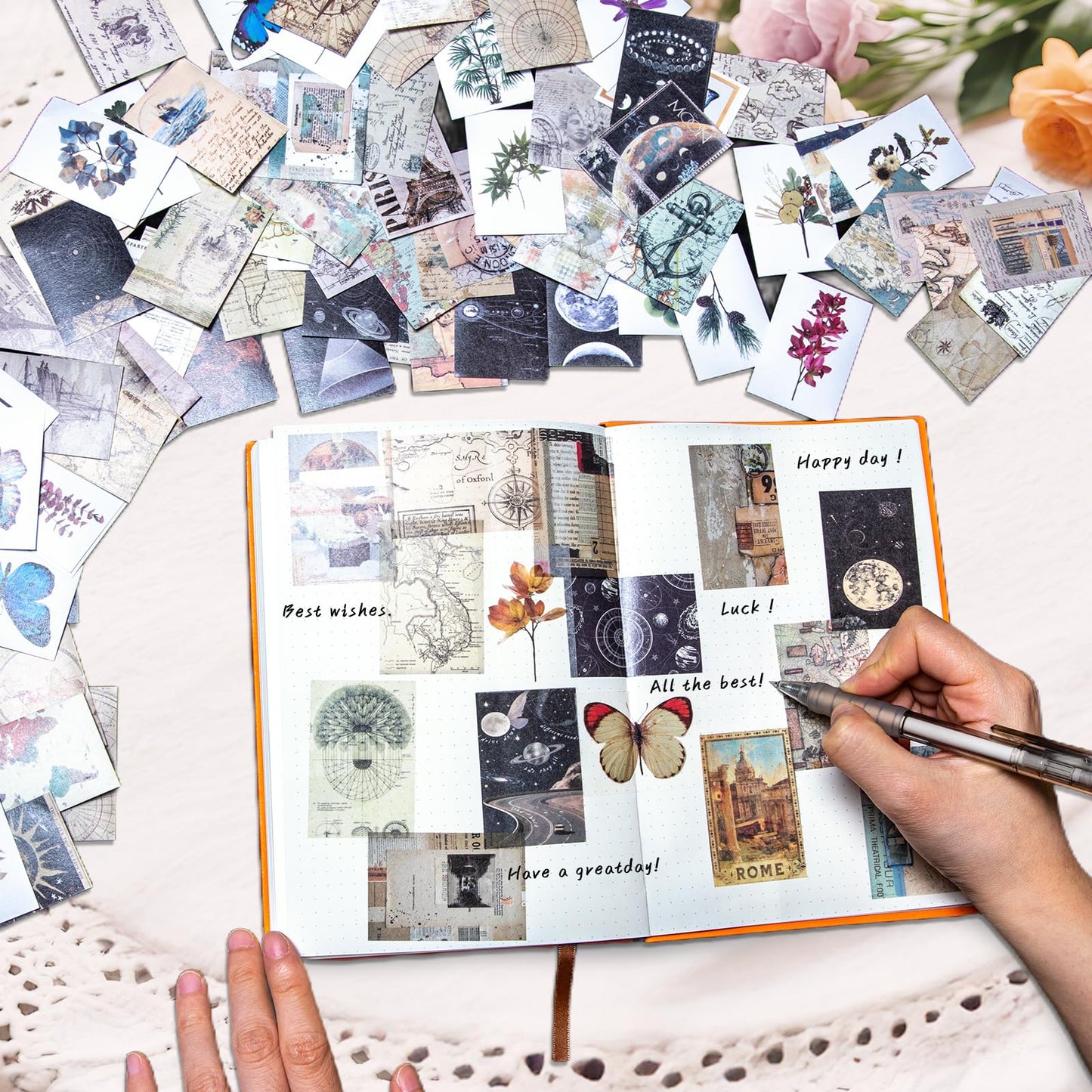 EggSun 300Pcs Washi Sticker Book Set Aesthetic Scrapbook Paper for Story Journaling, 6 Theme DIY Decorative Paper Sticker Kit for Junk Journal Art Scrapbooking Diary Card Craft Gift Notebook Making