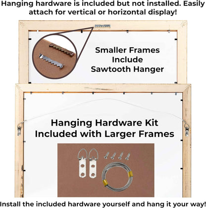 Poster Palooza 9x13 White Solid Pine Wood Picture Frame with UV Acrylic & Hanging Hardware