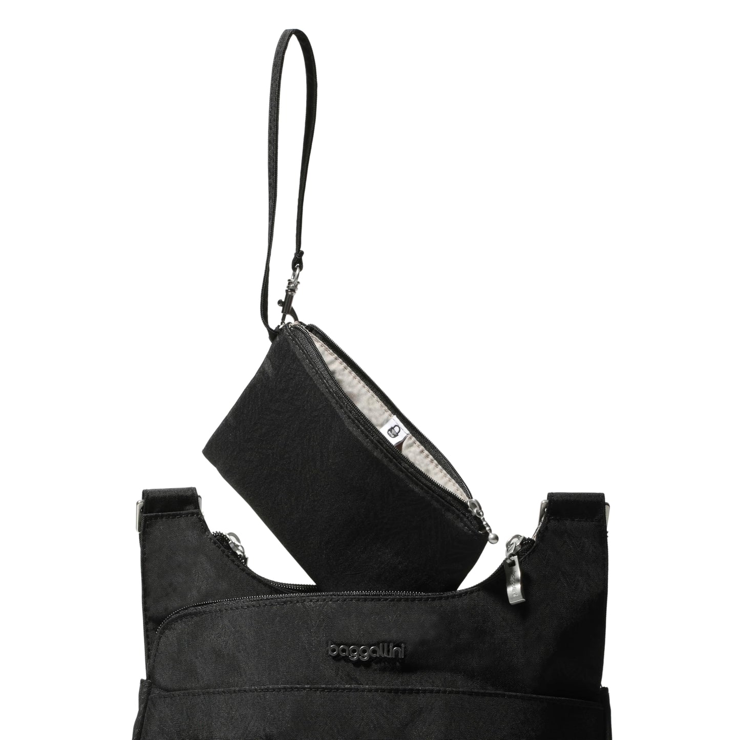 Baggallini Cross Over Crossbody Women 11x8.5 Medium Travel Bag Lightweight Water-Resistant Nylon Organized Handbag Purse