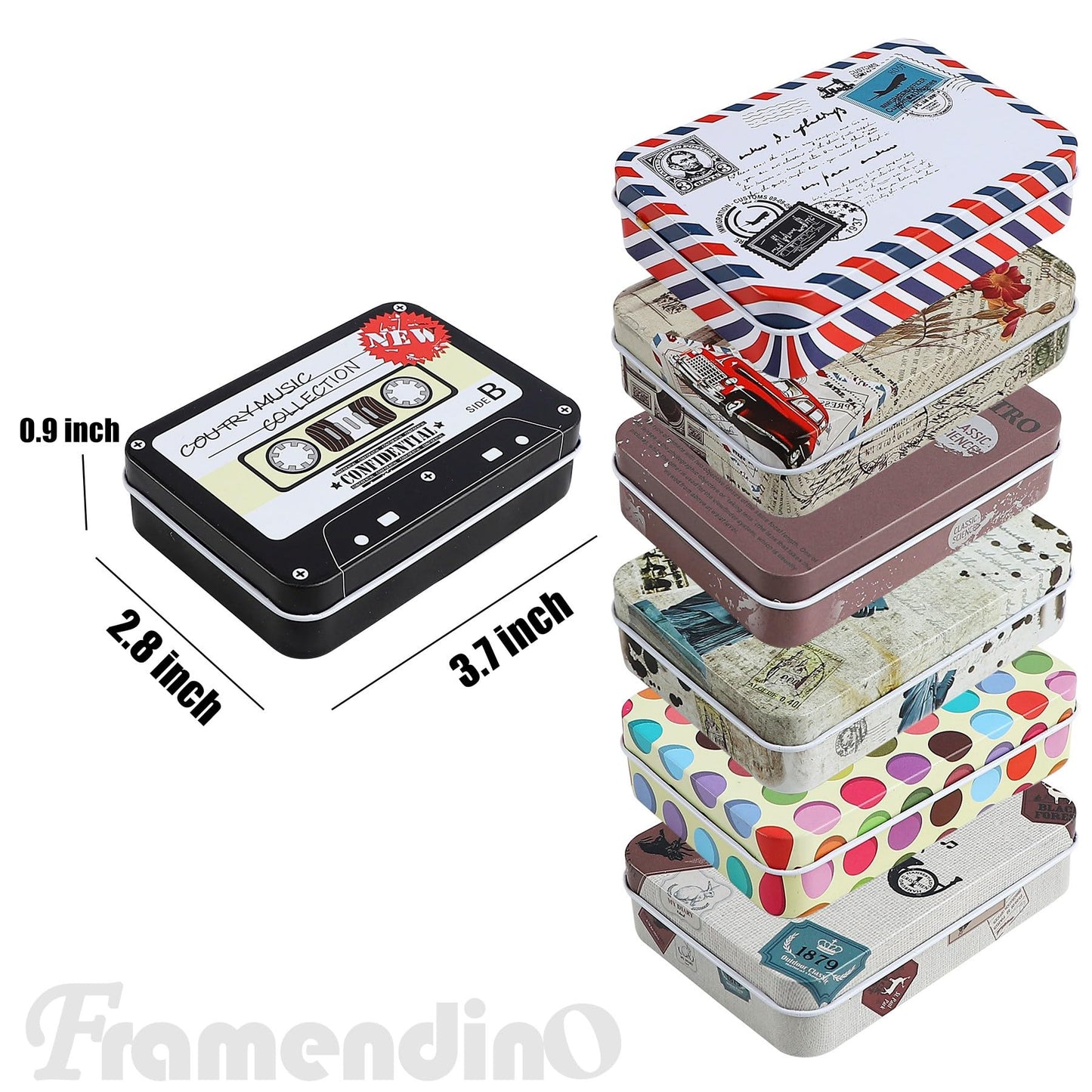 Framendino, 10 Pack Metal Tin Plate Empty Boxes Trinket Jewelry Coin Box with Lid for Candy