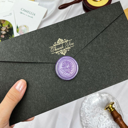 WADKOOTO 50pcs Purple Metal Vintage Wax Seal Stickers, Waterproof, Self Adhesive, for Wedding Invitations, Envelope, Gift Wrap, Christmas