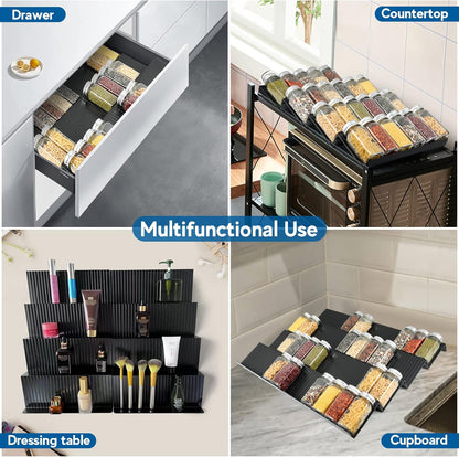 Spice Drawer Organizer, 8 Pcs Acrylic Drawer Spice Rack, Adjustable from 11" to 22", Space Black