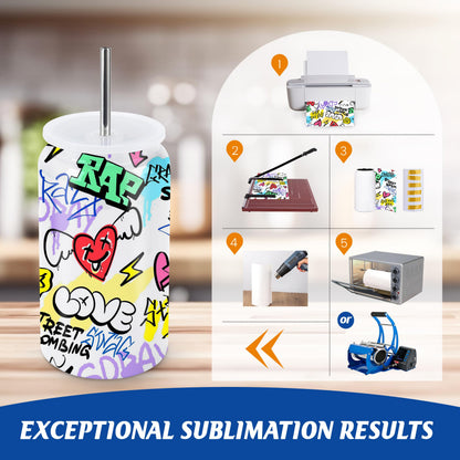 Joyclub 16oz Sublimation Tumblers Blanks Insulated Stainless Steel Cups with Lids and Starw Travel Iced Coffee Cups for Smoothie Whiskey Boba Soda DIY Gift (Colorful)