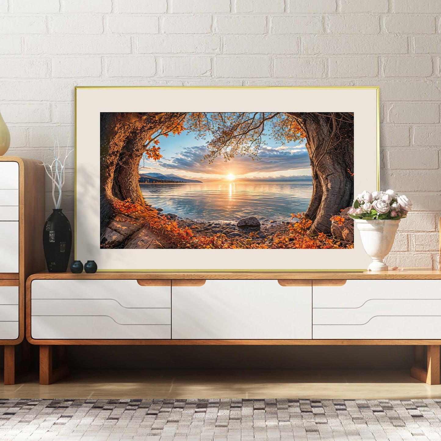 ATDMS Large Diamond Art Kits for Adults - 5D Landscape Diamond Painting Kits for Adults DIY Full Drill Diamond Painting Sunset Lake Gem Art Kits for Home Wall Decor 27.5x15.7 Inch