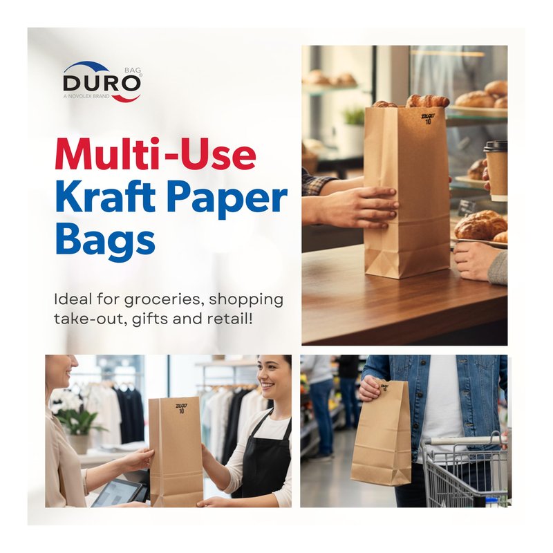 DURO ID# 18410 10# SOS Bag 35# 100% Recycled Natural Kraft, 500 Piece