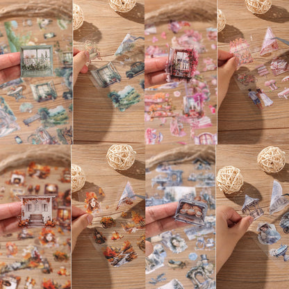 Auguro 4 Books for Seasons Stickers for Scrapbooking 480 Pre-Cut Pet Transparent Stickers for journaling Spring Summer Fall and Winter Sticker