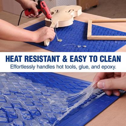 WORKPRO Silicone Glue Mat, Non-Stick Heat-Resistant Silicone Pad with Built-in Measurement Grid, Anti-Slip & Durable Surface for Resin, Epoxy, DIY, Crafts, Woodworking, Garage & Workshop