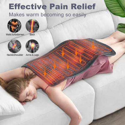 VAAGHANM Heating Pad: 33 x 17 inches Electric Heating Pad for Back Pain Relief -Extra Large Heat Pad for Shoulder/Neck/Cramp/Menstrual Pain - Upgraded 6 Timer & 6 Temperature Controller