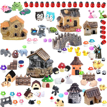 105 Miniature Fairy Garden Accessories, Fairy Garden Kit, Fairy Garden Animals, Miniature Figurines, Micro Landscape Ornaments Kit, Garden DIY Kit for Dollhouse Decoration Plant House Decor