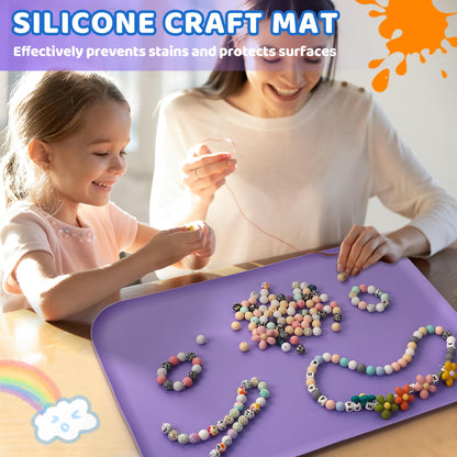 AtMini Silicone Art Mats for Kids, 24"x16" Silicone Craft Mat with Lip to Keep Clean, Play Sand, Painting, DIY Crafts Mat for Kids (Purple)