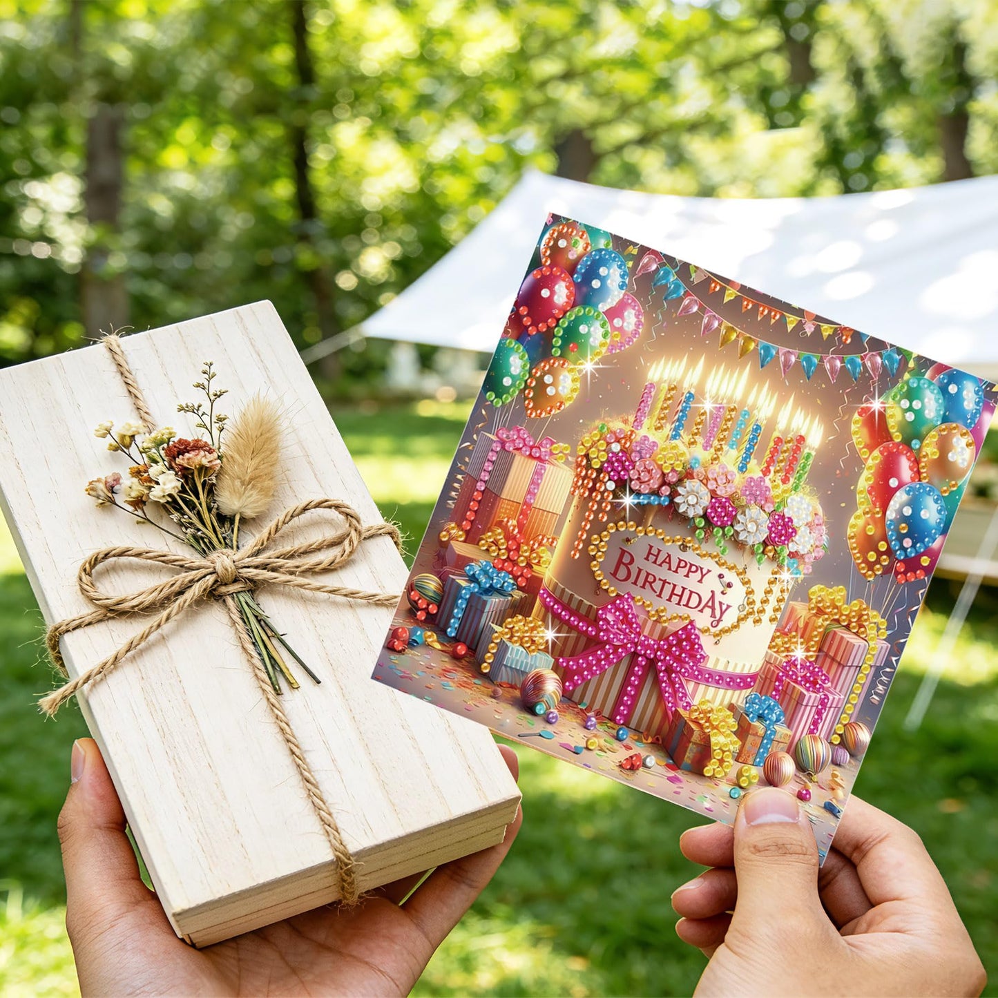 Muzagroo Art Diamond Art Greeting Cards for Adults Diamond Painting Happy Birthday Greeting Cards for Beginners Adults Crafts Gem Art Kits Birthday Greeting Cards 8PCS (Happy Birthday 1)