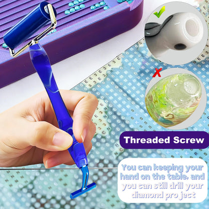 Diamond Painting Art Drill Bead Dot Pen Kit with Ergonomic 45° Screw Metal Tips Nibs Placers Roller Tool Accessories, Diamond Art Putty, Diamond Painting Tray, Tweezer (Blue 1246 Beads)
