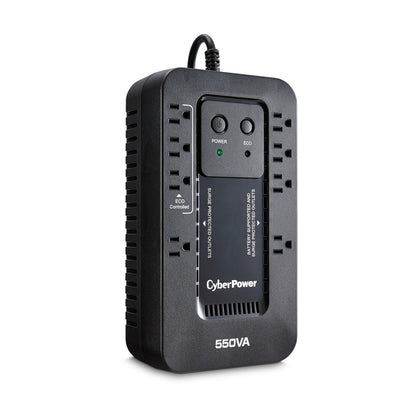 CyberPower EC550G Ecologic Battery Backup & Surge Protector UPS System, 550VA/330W, 8 Outlets, ECO Mode, Compact Uninterruptible Power Supply