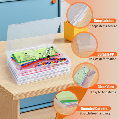 FUIJOL Photo Storage Box 11.5x8.5 Inch, 4 Pcs Portable Board Game Storage Container, A4 Paper Storage Box, Craft and File Organizer for Home/Office (8.5 * 11.5inch-4pcs)