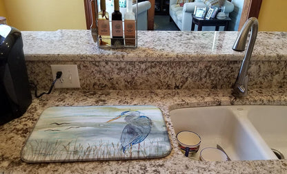 Caroline's Treasures SC2007DDM Blue Heron Watercolor Dish Drying Mat, Absorbent Kitchen Counter Pad 14 x 21", Multicolor