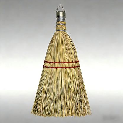 12 Inch Corn Handmade Broom Mini Whisk Made of Natural Corn Broom Straw with a Solid Metal Hang Design for Outdoor Car Porch Debris Dust Dirt Driveways Sidewalks Halloween