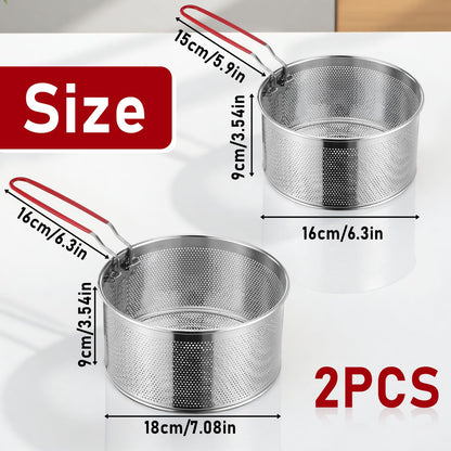 2 Packs Pasta Strainer with Removable Handle Stainless Steel Spaghetti Noodle Strainer Deep-Frying Food Filter Basket Pasta Mesh Drainer for Home Restaurant Washing Draining Boiling Steaming