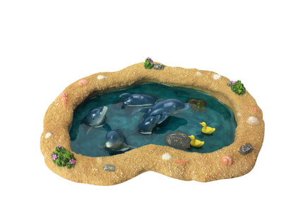 GlitZGlam The Blue Dolphins Miniature Pond for a Fairy Garden. A Miniature Pond for a Fairy and Enchanted Garden Accessories