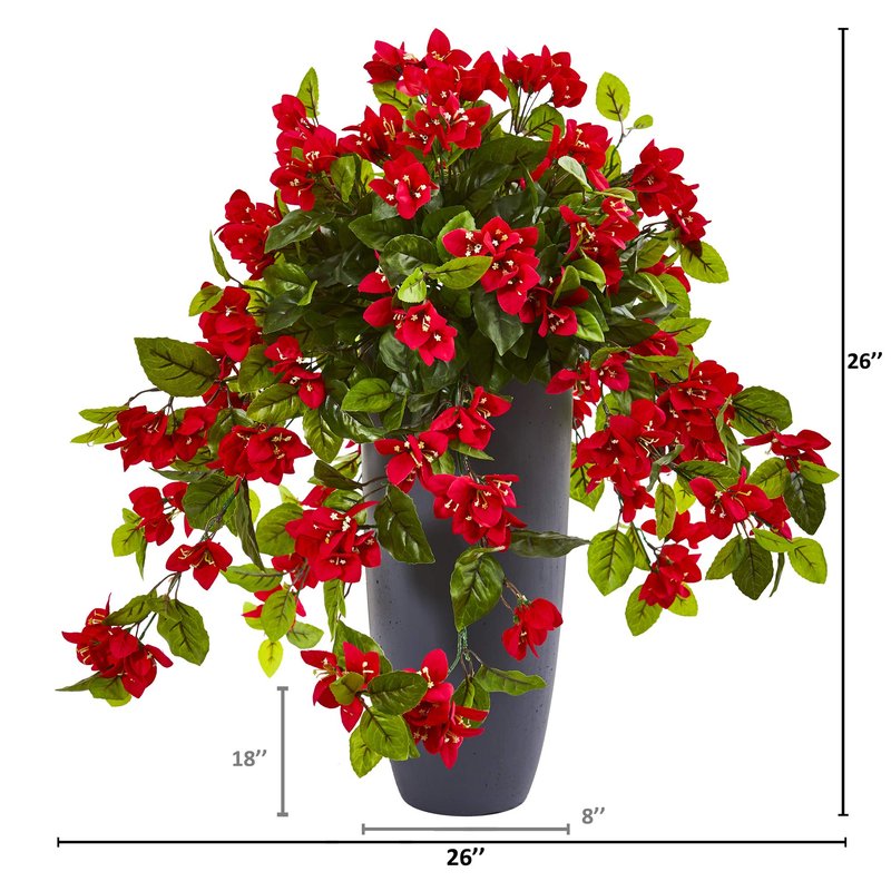 Nearly Natural 26in. Bougainvillea Artificial Plant in Planter UV Resistant (Indoor/Outdoor)