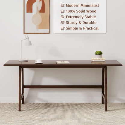IOTXY Solid Wood Writing Table - 60" W x 24" D Minimalist Computer Desk for Home Office, Work, Study, Creativity, and PC Workstation, Walnut