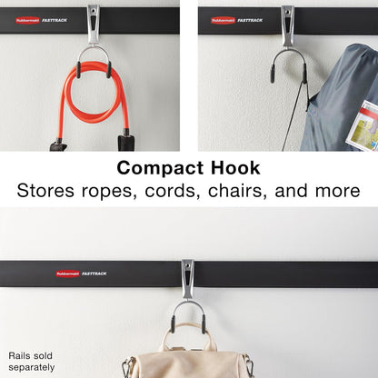 Rubbermaid FastTrack Compact Hook - Soft Grip Garage Organizer for Cords, Ropes & Small Hoses