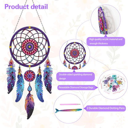 Sunovate DIY Dream Catchers Diamond Painting Kit - Handmade Craft for Boho Decor, Symbol of Good Dreams & Positive Energy, All-Inclusive Crafts for Adults (Dreamy)