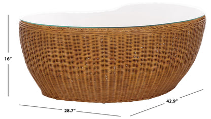 SAFAVIEH Couture Collection Hylda Natural Rattan Glass Top Coffee Table (Fully Assembled)