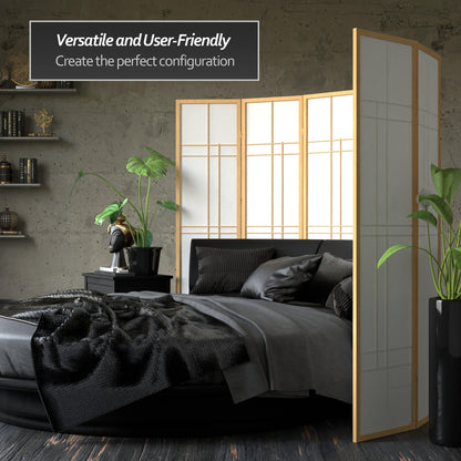 Red Lantern 6 ft. Tall Eudes Shoji Screen - Natural - 5 Panels