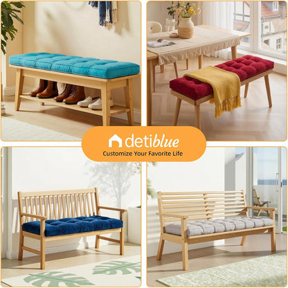 Detiblue Custom Tufted Bench Cushion,Bench Seat Cushions for Indoor/Outdoor Furniture,Customizable