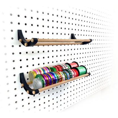 PEGGY Pegboard Accessory Hook and Dowel Organizer Storage for Tape, Steel Wire Spools, Ribbon, Crafts, Hobby, 12” kit (1PK Black)